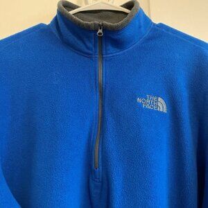 North Face Men's Blue Fleece Stand Collar Long Sleeve Easy Pullover Sz L 1/4 Zip